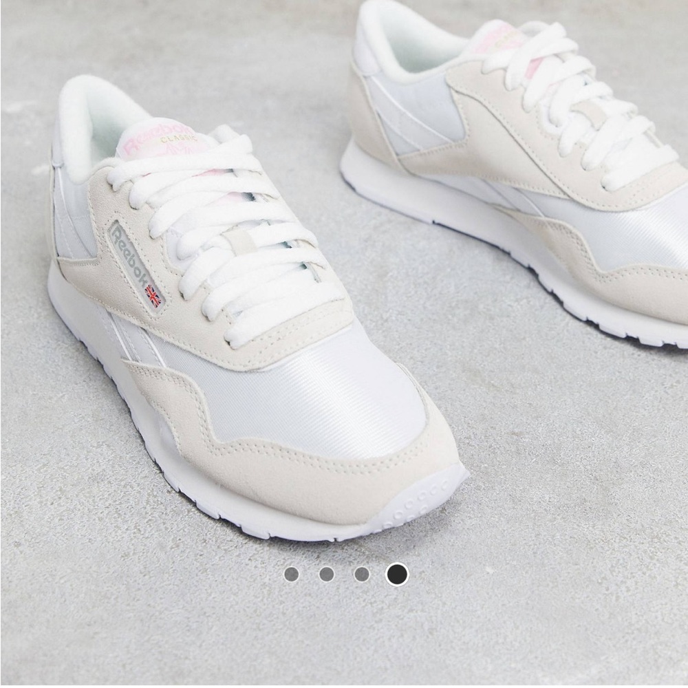 Reebok classic nylon sneaker in white and grey